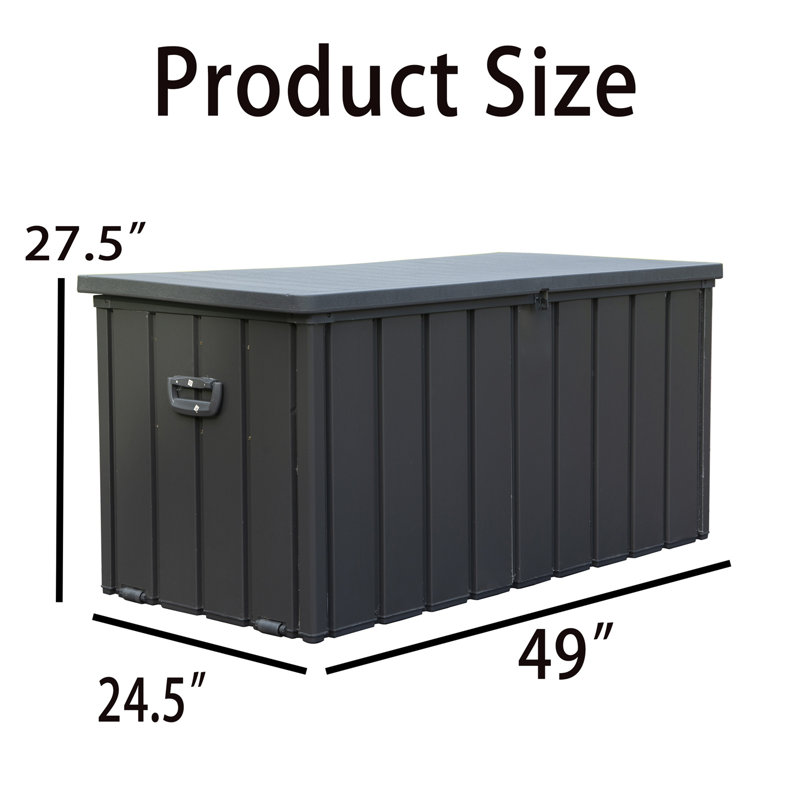 Outdoor Storage Deck Box, Gray, 27.50" H x 49" W x 24.50" D