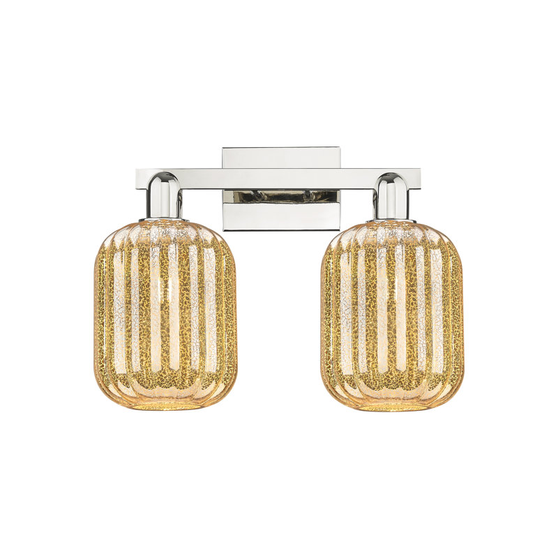 Eldon - 4 Light 36" Jar Shade Bath Vanity Light, Mercure, Or satiné, Deux lumières