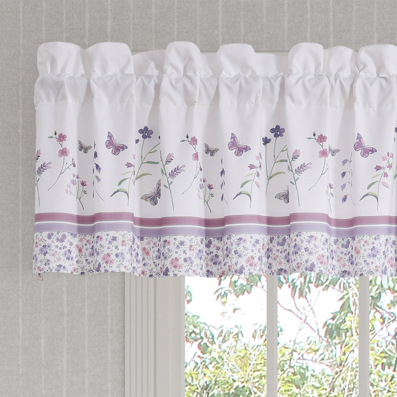 Lilac Floral Butterfly Microfiber Window Valance
