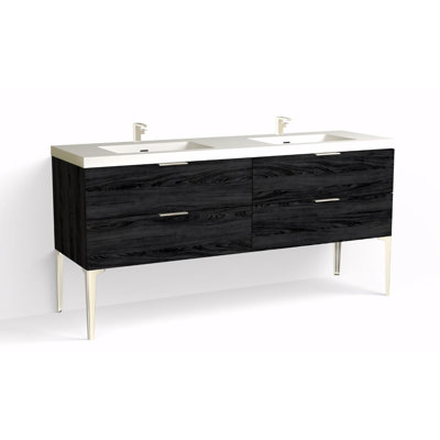 Avila 72" W Freestanding Double Bathroom Vanity with Dean Leg