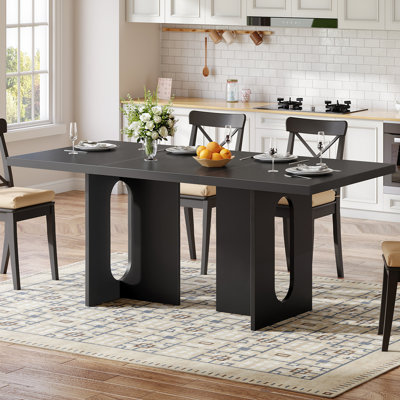 63-Inch Dining Table for 4-6 People, Rectangular Kitchen Table with Thickened Top