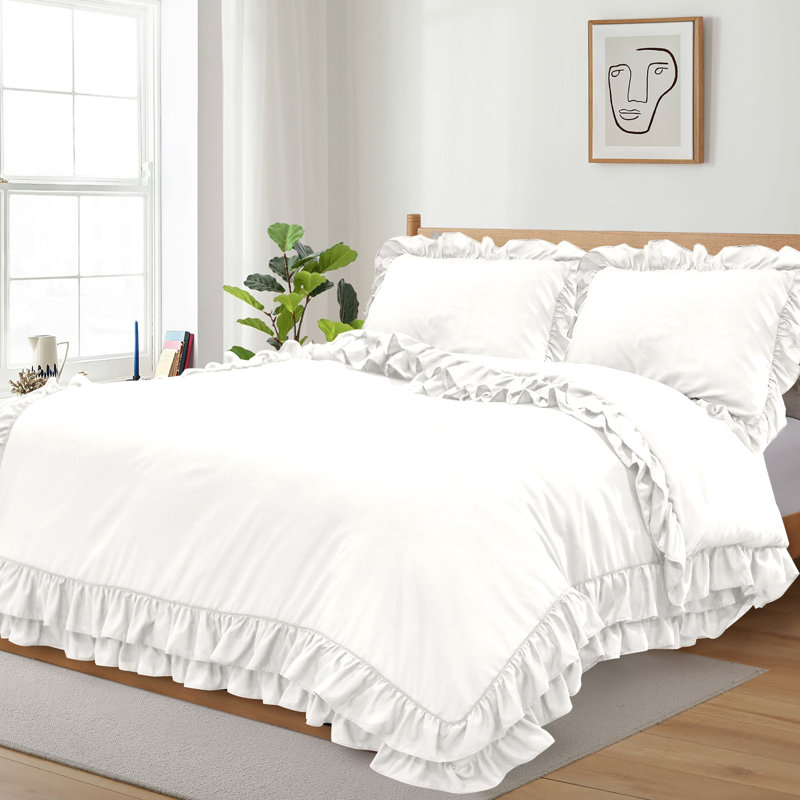 Amiela Microfiber Solid Colour Duvet Cover with Pillowcases, Black, Kingsize + 2 Standard Pillowcases