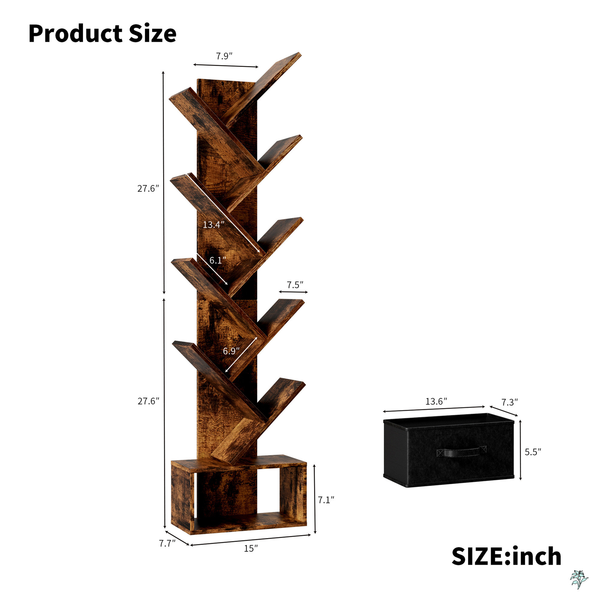 Next Tree Bookcase 17 Stories 9 Tier Tree Bookshelf With Drawer Bookcase, Modern Book ...