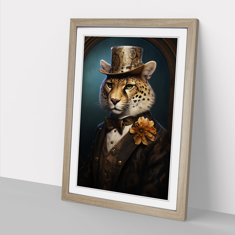 Cheetah Victorian No.2 Framed Print, Oak Framed, 64cm H x 46cm W x 2cm D