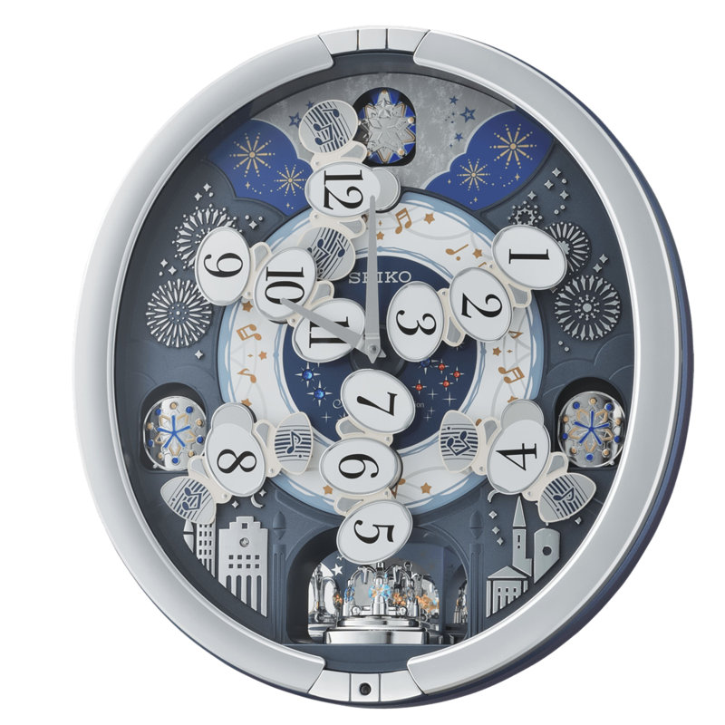 Seiko 18" Silver Melodies in Motion Wall Clock with Swarovski Crystals