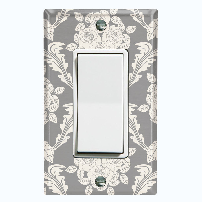 Plaque murale berçante Damask Rose, Gris clair