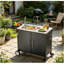 Chariot de barbecue noir roulant avec évier, table de barbecue pliable en métal avec armoire de rangement pour patio