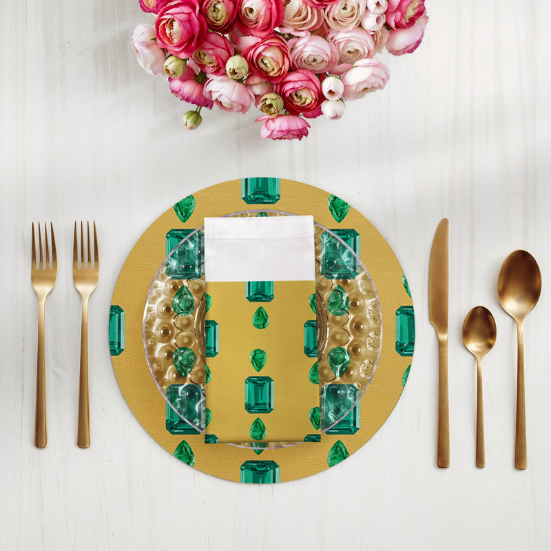 Gem Emeralds Cotton Sateen Dinner Napkins, Gold