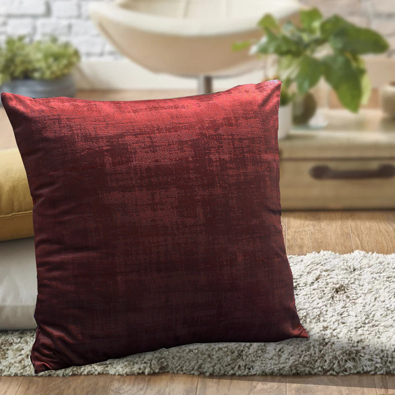 Ruby Wine Textured Velvet Square Throw Pillow Set