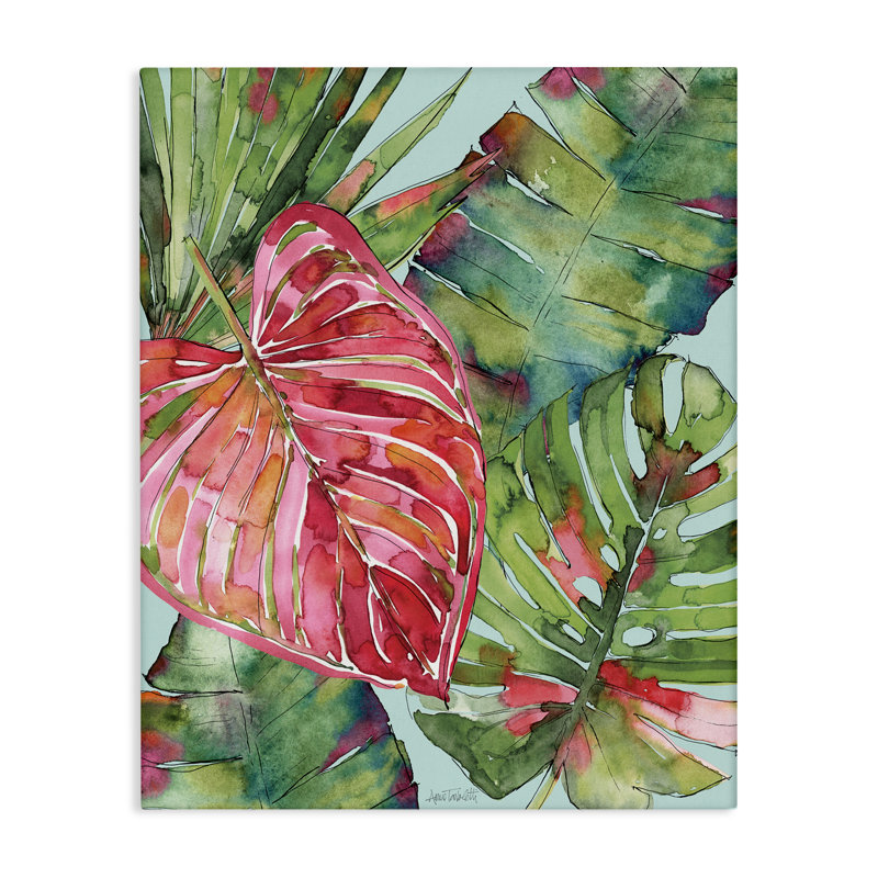 Toile rose et verte Palm Springs, design par Anne Tavoletti, H 30 po x l 24 po