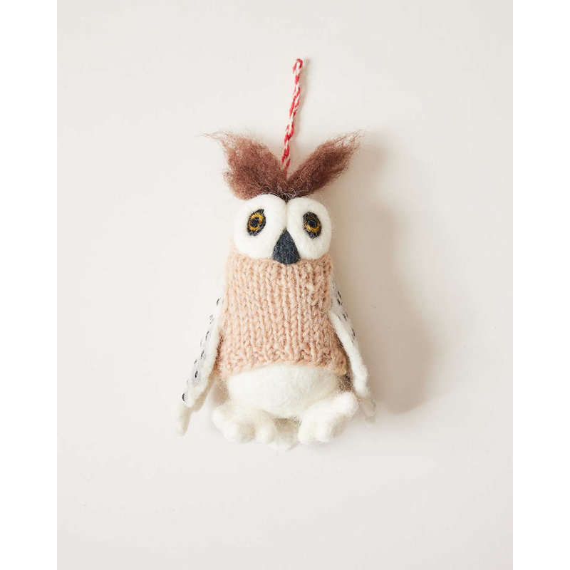Felted Woodland Animal Ornament - Oliver Owl
