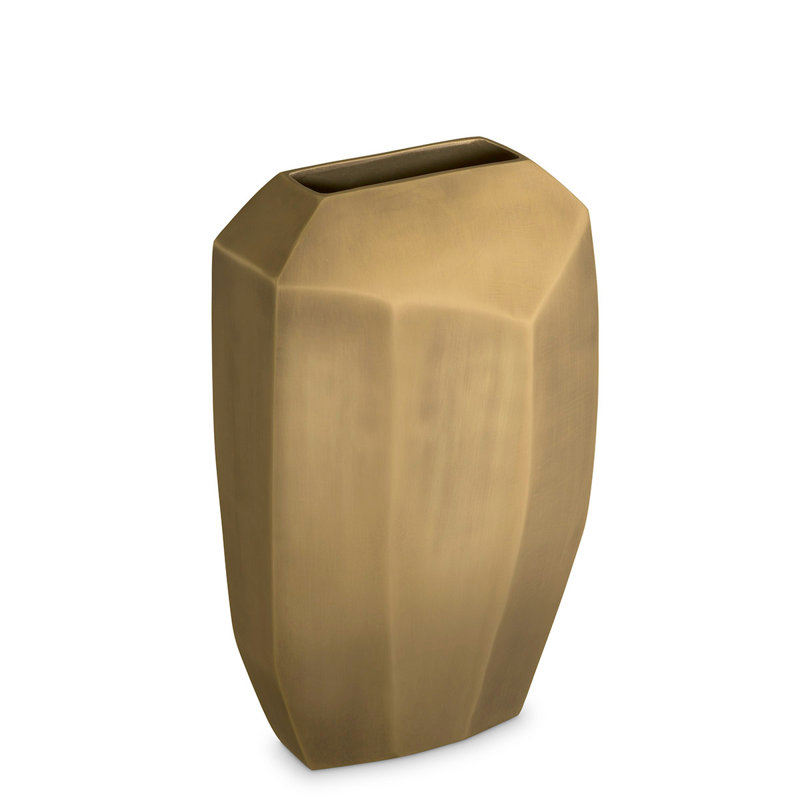 Linos Handmade Aluminum Table Vase, Antique Brass, 17.13" H x 9.65" W x 4.53" D