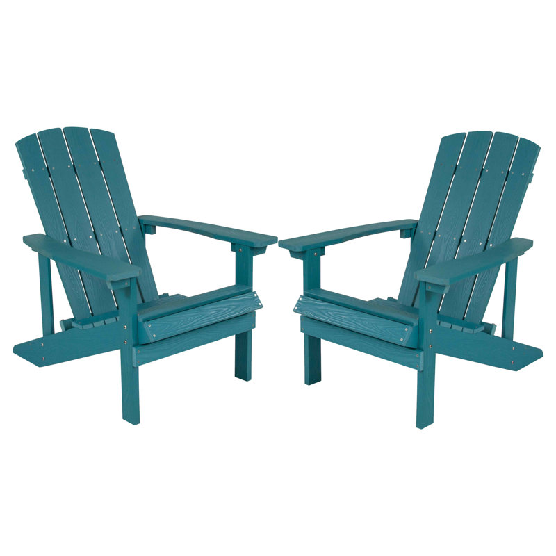 Balasi Outdoor All-Weather Poly Resin Wood Adirondack Chairs, Sea Foam