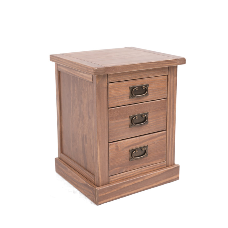 Gentry 45cm W Solid + Manufactured Wood Bedside Table, Walnut