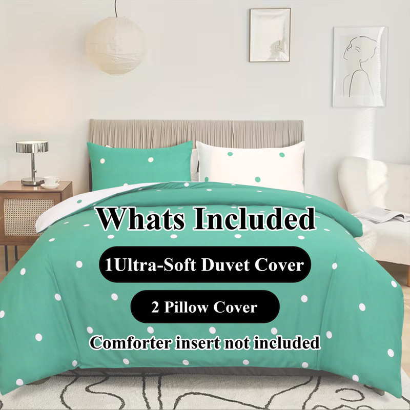 Aspire Homeware Premium Reversible Polka Dots Duvet Cover Set with Pillowcases for Durable and Stylish Bedding