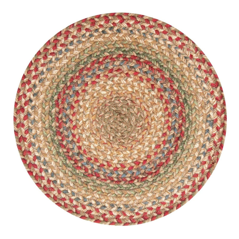 Ensemble de 6 napperons réversibles tressés en jute style campagnard (ensemble de 6), Bleu/rouge/vert