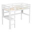 Lit mezzanine simple avec bureau et tablettes, barrière de sécurité et échelle-107092068