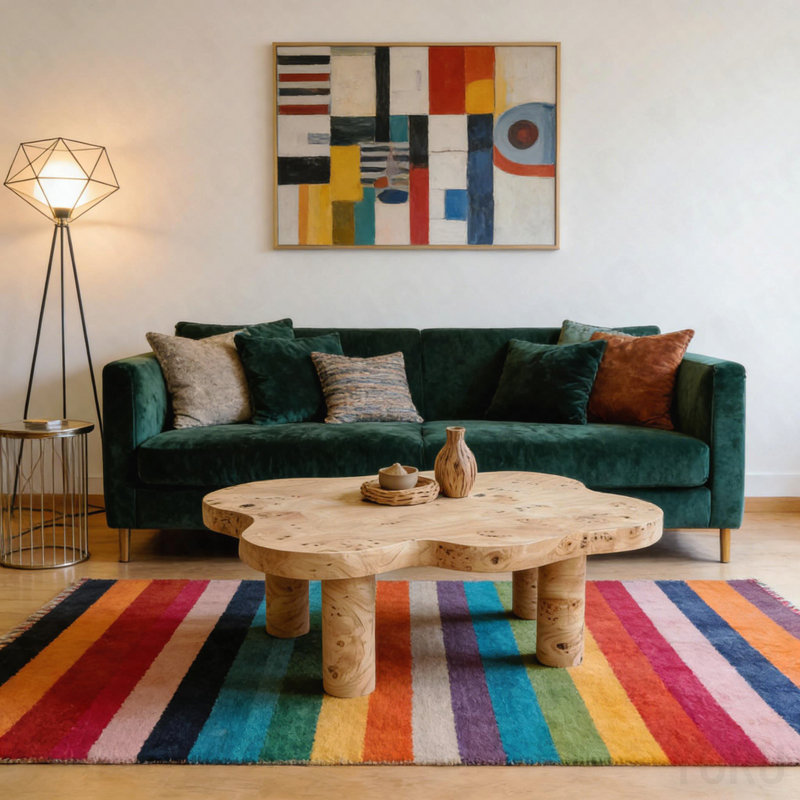 Table basse 40 "en forme de nuage - 4 pieds, motif de nœuds d'arbre - Moderne
