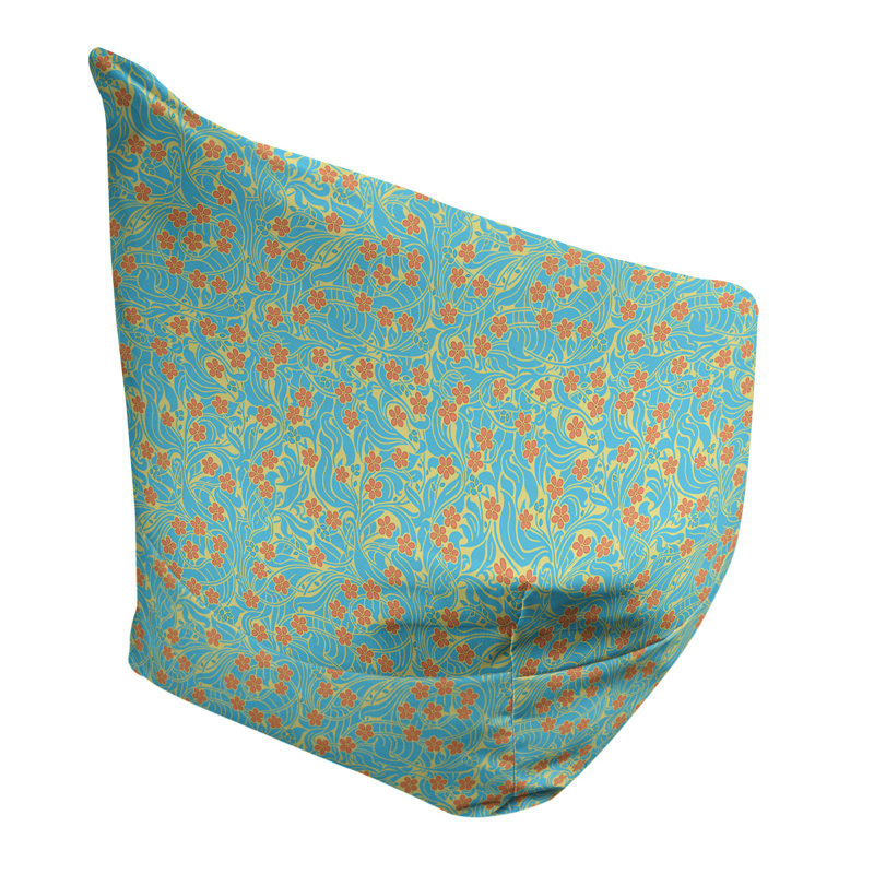 Sac de pois Leffel, H 38 po x l 42 po x P 29 po, Housse de pouf, Bleu / Orange / Jaune