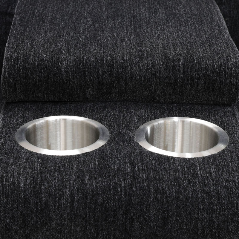 Ensemble de canapé inclinable fonctionnel en tissu chenille gris et noir 6 pièces