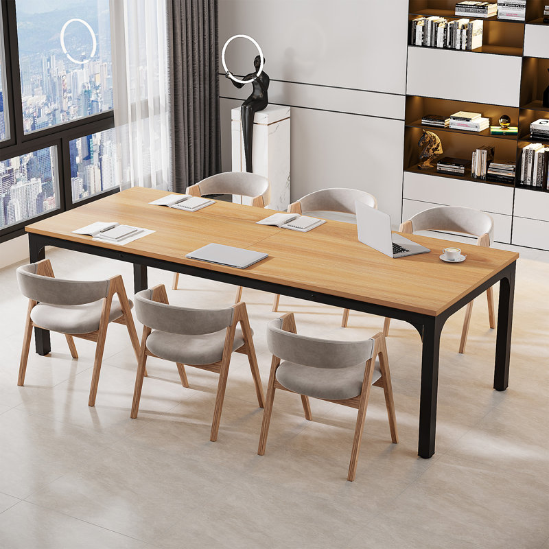 Louinis Rectangle Conference Table, Natural/Black