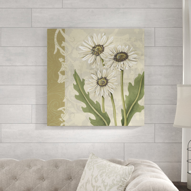 «Paris Daisy I», peinture sur toile, H 12 po x l 12 po, Toile tendue