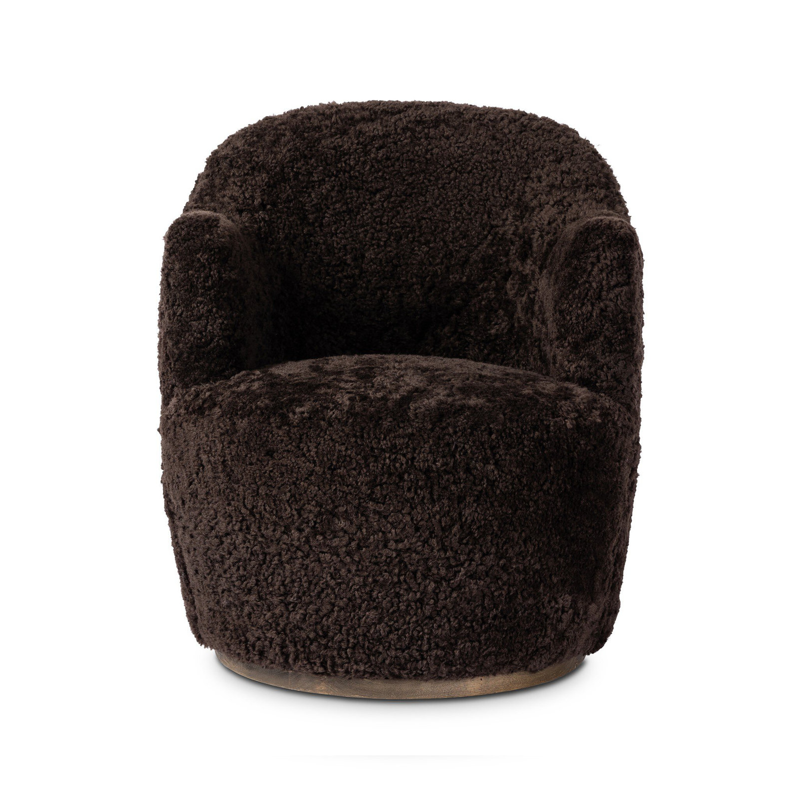 Corson Swivel Barrel Chair, Cocoa Shearling