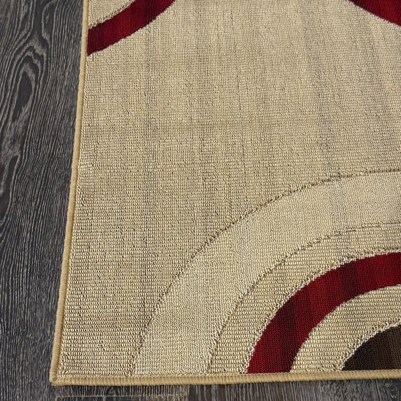 Tapis intérieur / extérieur circulaire en polypropylène tissé à la machine beige et beige Bunce