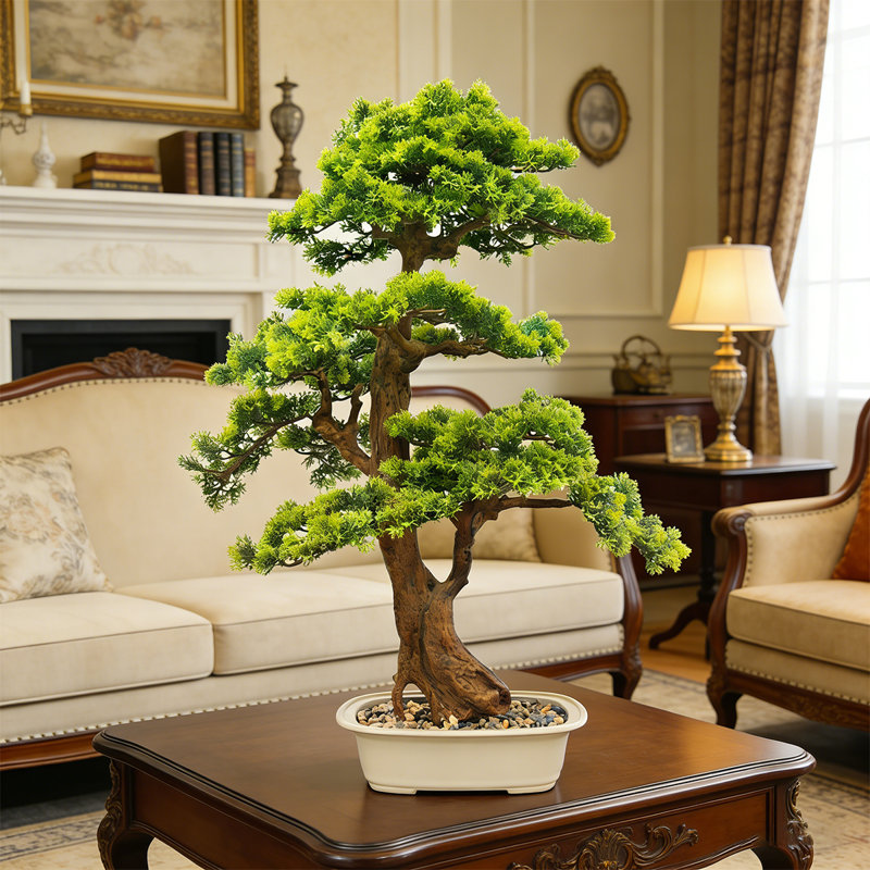 Bonsaï artificiel 31 "avec feuilles luxuriantes réalistes, plante à feuilles persistantes artificielle en pot décoratif
