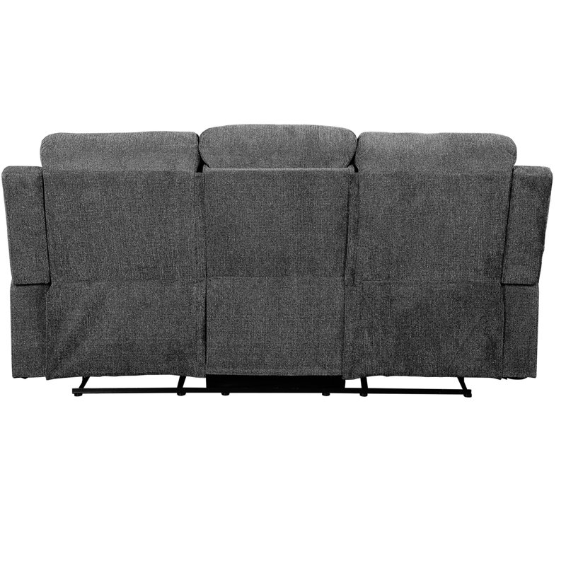 Ensemble de fauteuils inclinables gris en chenille 3 pièces - Détendez-vous et profitez d'une expérience relaxante