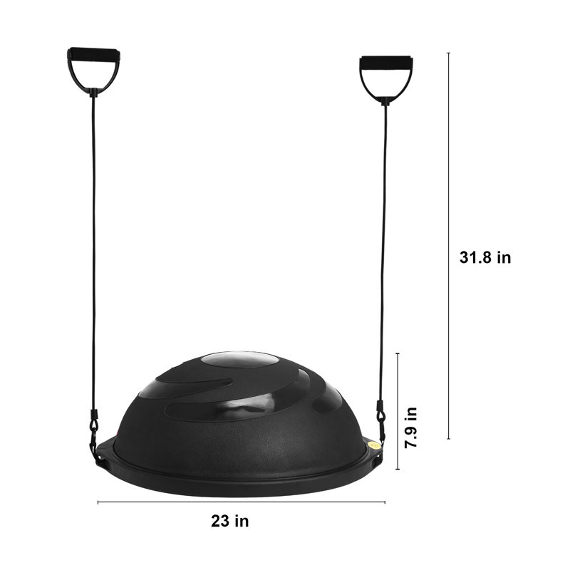 Half Exercise Ball Trainer, 26 inch Balance Ball Trainer, 1500lbs Capacity Stability Ball, Yoga Ball with Resistance Bands & Foot Pump, Strength Fitness Ball for Home Gym Full Body Workout Black