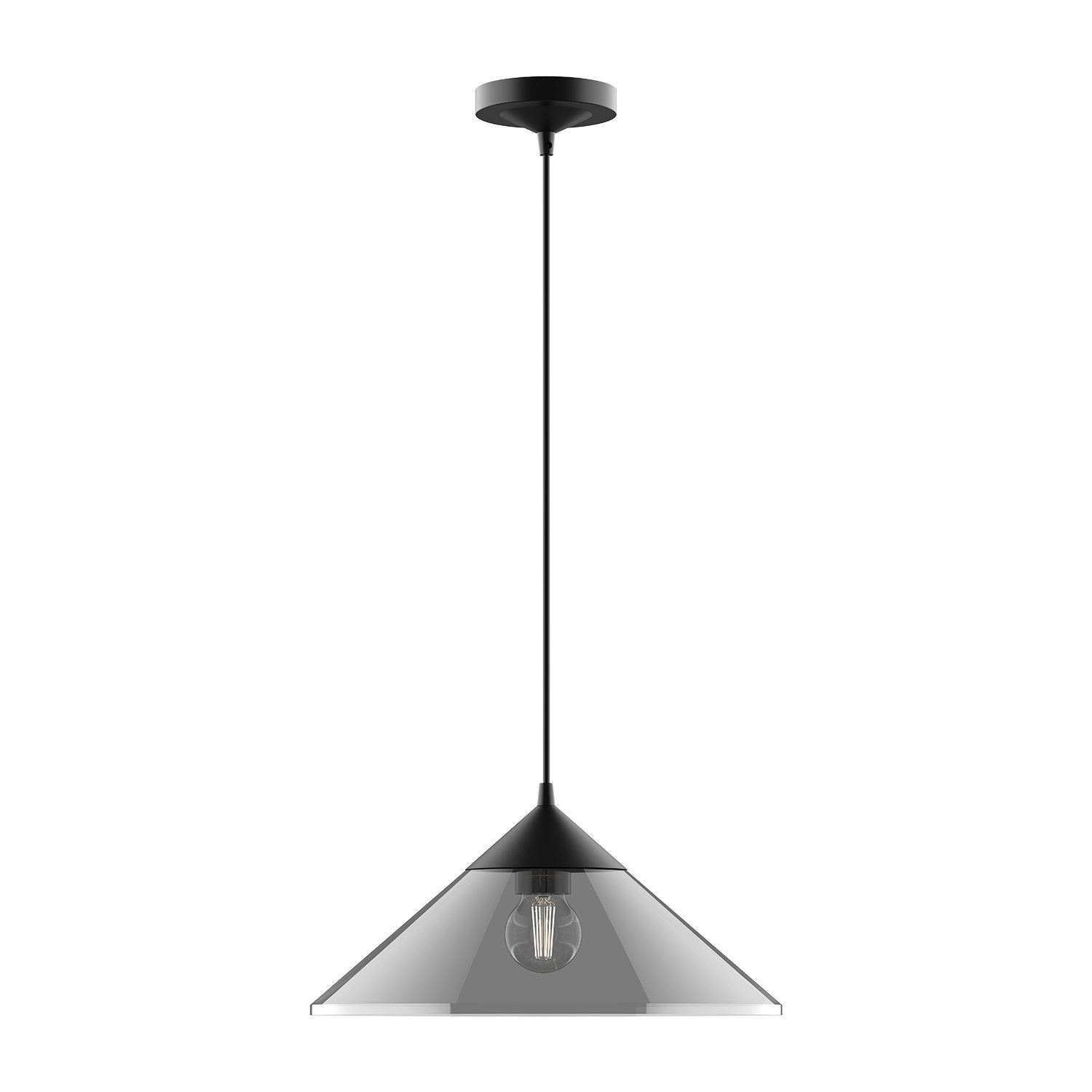 Johnson Single Light Glass Steel Pendant, Matte Black/Smoked