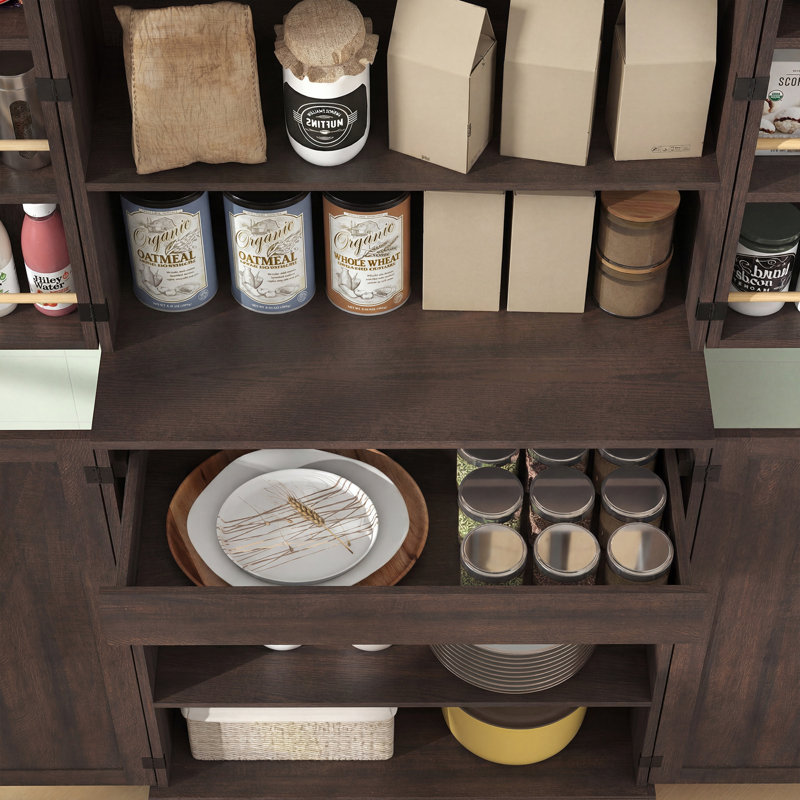Armoire de rangement de 72 po de hauteur avec armoires de rangement de 72 po et 8 portes, brun, Brown
