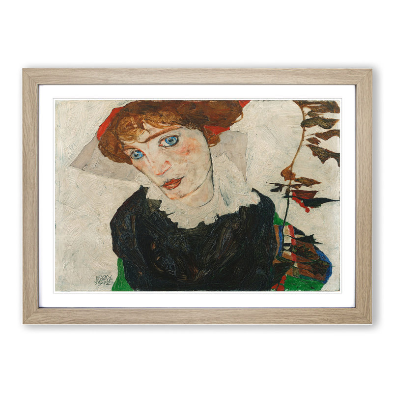 Portrait of Wally Neuzil by Egon Schiele - Framed Print, Oak Framed, 27cm H x 36cm W x 2cm D