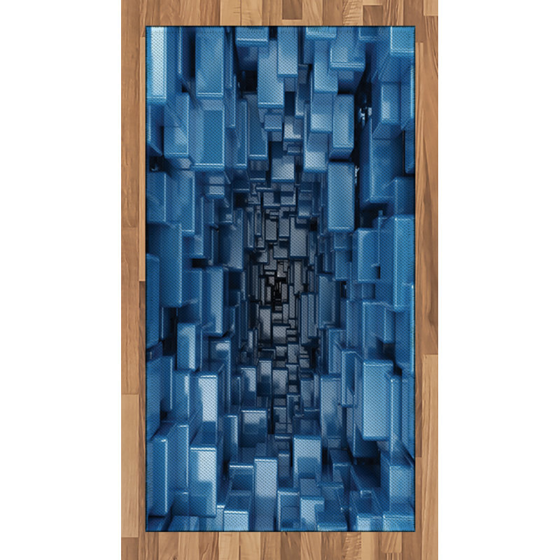 Abstract High Density Long Fiber Poly Threads Decorative Area Rug Carpet, Rectangle 2'7" x 5'