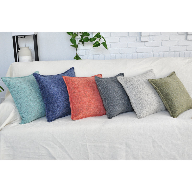 Oveesha Cream White Chenille Square Throw Pillow Covers, 20" x 20" (Set of 2)