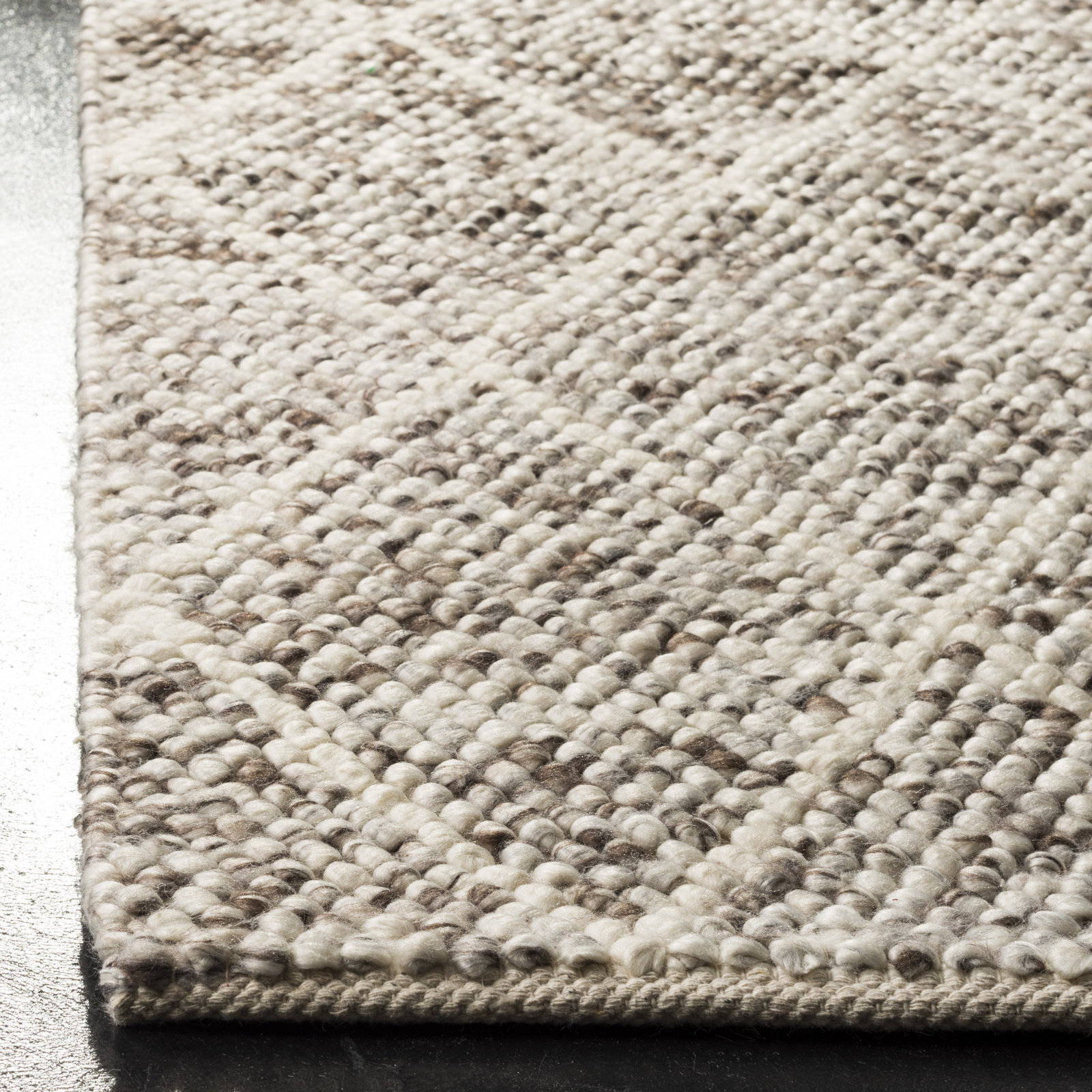 Huberty Brown Gray Hand-Woven Geometric Rug, Rectangle 2' x 3'