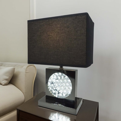 22"H SQUARE CRYSTAL CENTERPIECE with Night Light + USB Port + Power Outlet