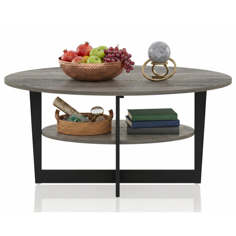  Table basse de salon JAYA, H 16,49 po x l 35,43 po x P 19,69 po, Chêne français / noir / ne s'applique pas
