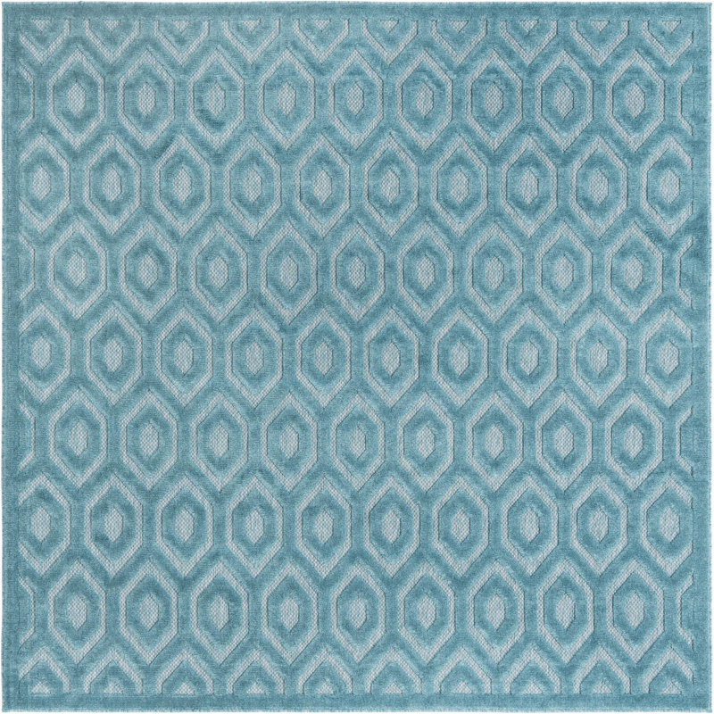 Heacock Geometric Indoor / Outdoor Rug, Square 7'10"