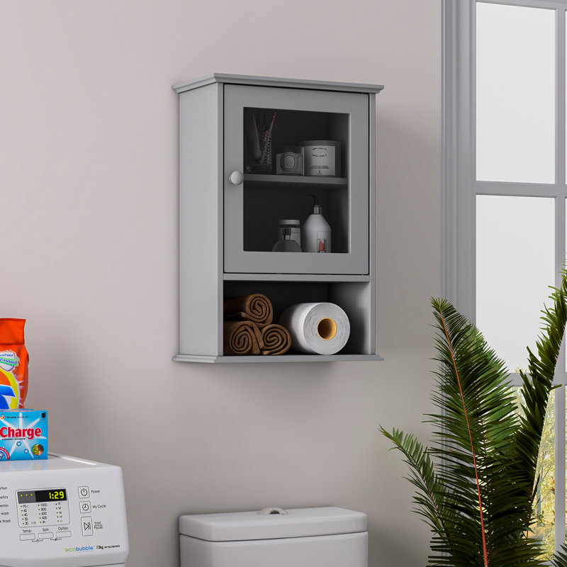 Alyose Glass Wall Bathroom Cabinet, Grey