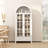 Kalaen 71" Arched Display Wood Cabinet with Tempered Glass and Adjustable Shelves（Vintage white)-1126202272