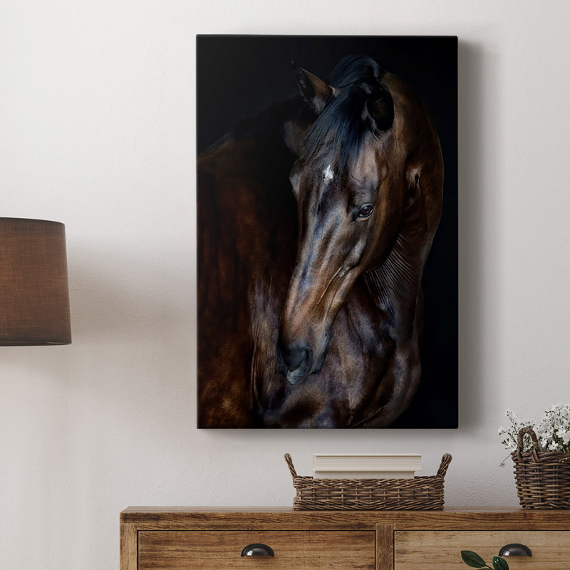 Sunlit Horses I, toile tendue avec châssis de qualité supérieure - prête à être accrochée, H 18 po x l 12 po x P 1 po