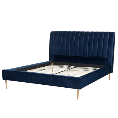 Adeline Upholstered European Kingsize (160 x 200 cm) Velvet Sleigh Bed