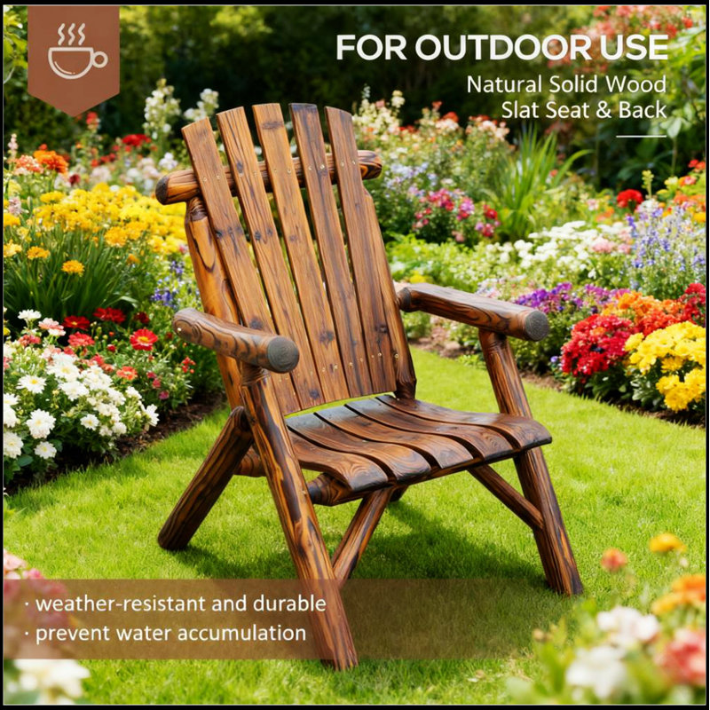 Double Adirondack Chair Loveseat With Ice Bucket, High Backrest For Outdoor Relaxation And Durability