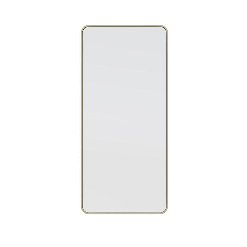 Radius Corner Modern & Contemporary Bathroom/Vanity Mirror, Satin Brass