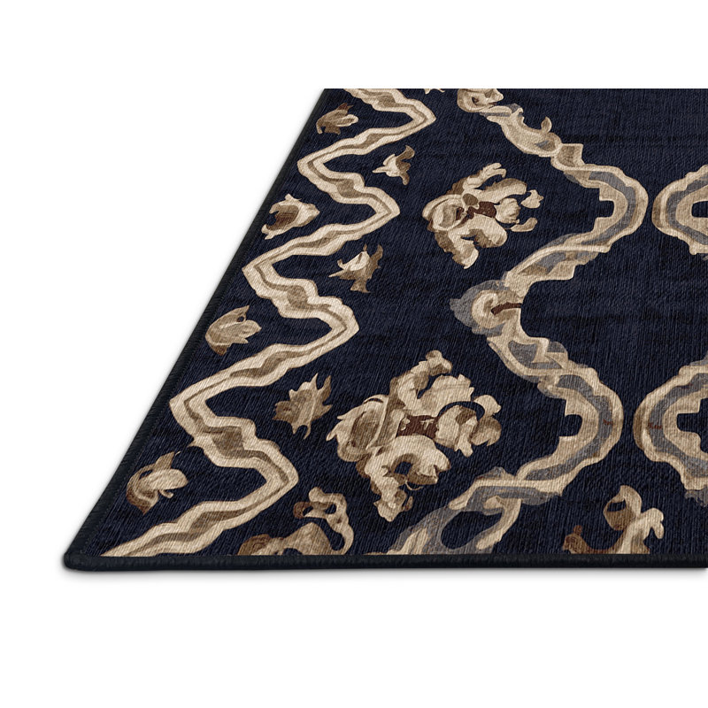 Machine Washable Gray Area Rug, Square 3'