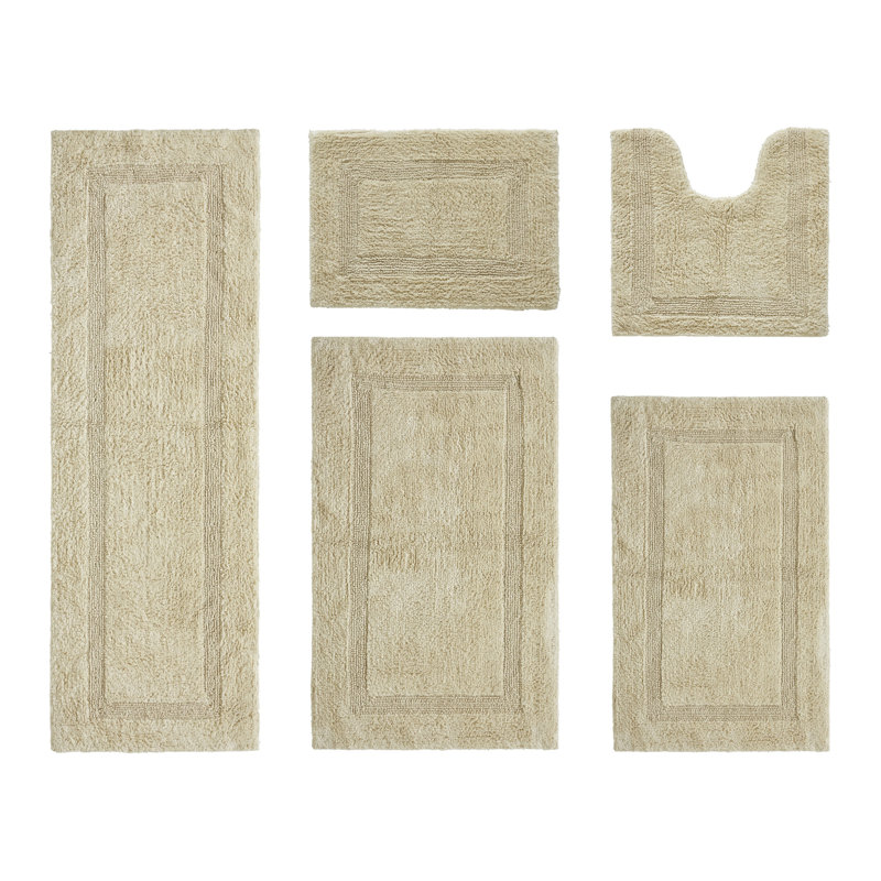 Ensemble de tapis pour salle de bain 5 pièces Lux Premium 2370 GSM, Sable, 5 pièces (17 po x 24 po | 20 po x 20 po | 21 po x