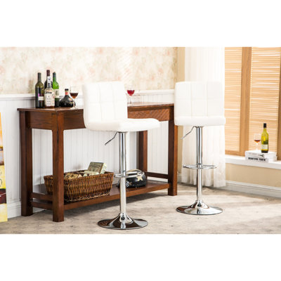 Tabourets de bar pivotants blancs avec fonction réglable - siège en similicuir et base chromée pivotant à 360 degrés pour un ajustement en douceur de la fonction hydraulique de 2 bases, assise extraordinaire et confortable