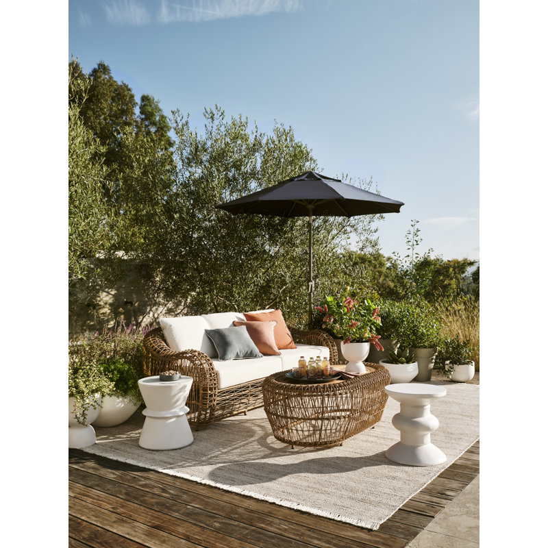 Dali 15.35'' Stone Outdoor Side Table, White